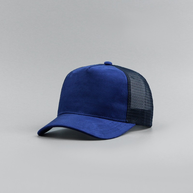 レザーラベルカスタムロゴ 5 パネルスエード野球帽男性と女性 - Trucker Cap Mesh のレビューと価格