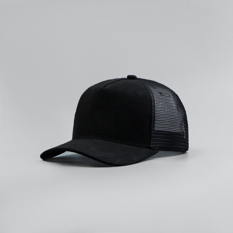レザーラベルカスタムロゴ 5 パネルスエード野球帽男性と女性 - Trucker Cap Mesh のレビューと価格