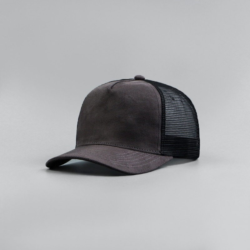 レザーラベルカスタムロゴ 5 パネルスエード野球帽男性と女性 - Trucker Cap Mesh のレビューと価格
