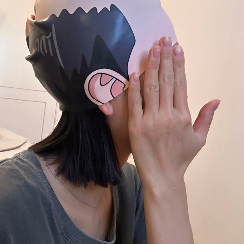 新しい面白いハゲ頭スイムキャップ地中海プリントシリコン防水滑 - Swim Hat Silicone のレビューと価格