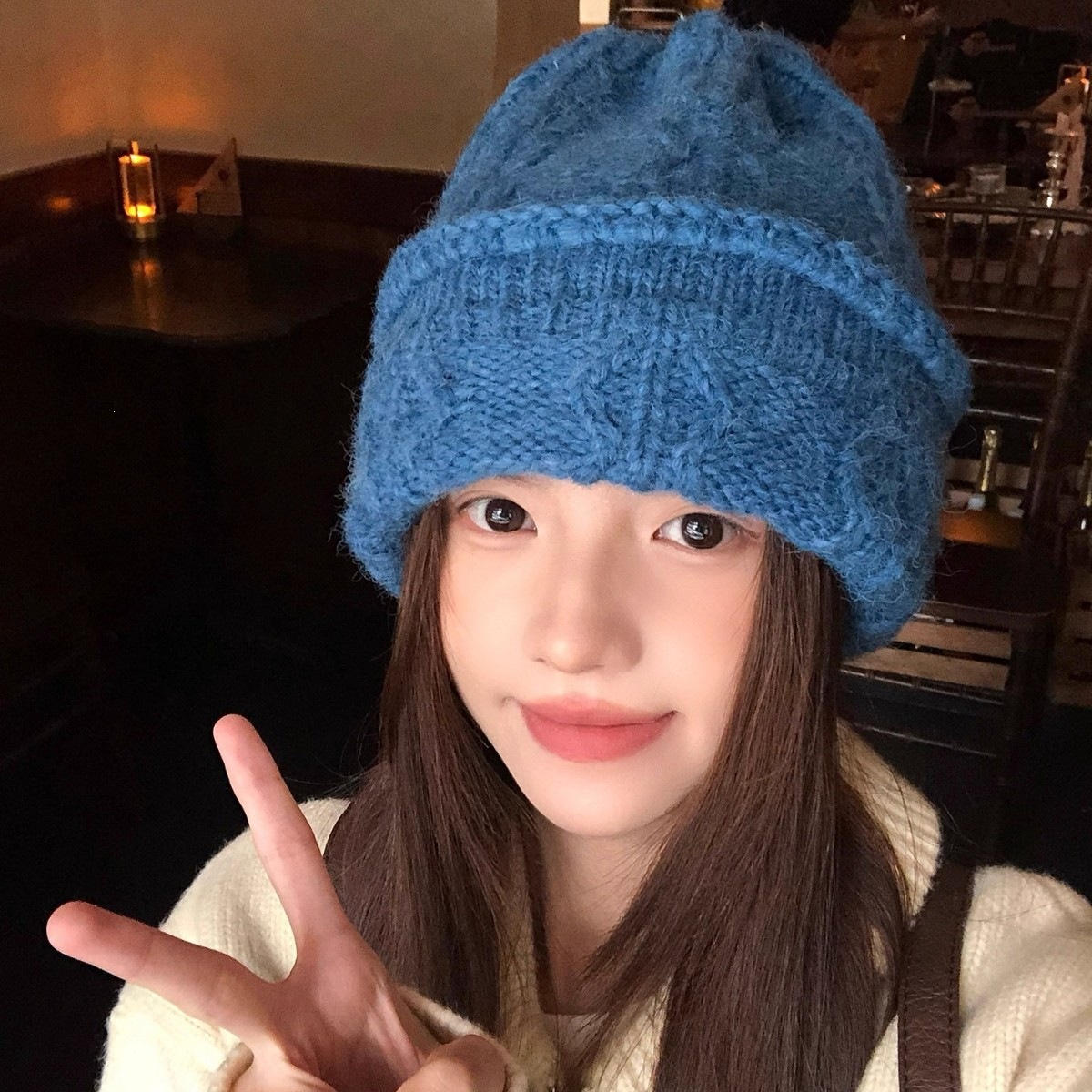 クリーム色のケーブルニットビーニー、女性用冬用暖かい厚手の折 - Beanie Cuffed Knit のレビューと価格