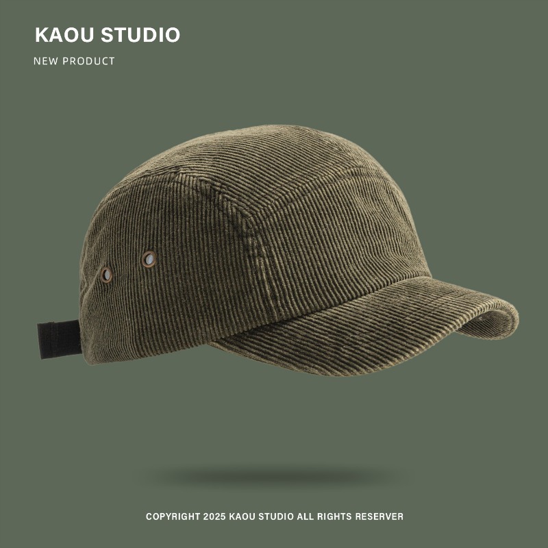 日本のレトロな無地コーデュロイ5パネル野球帽、秋冬男女兼用、 - Corduroy Cap 5 Panel のレビューと価格