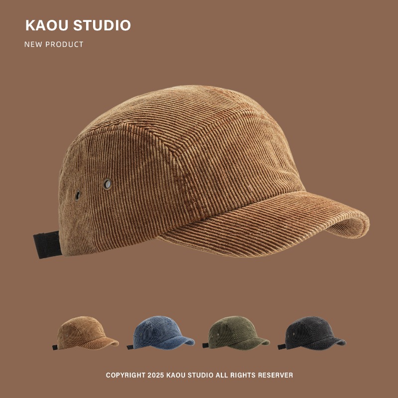 日本のレトロな無地コーデュロイ5パネル野球帽、秋冬男女兼用、 - Corduroy Cap 5 Panel のレビューと価格